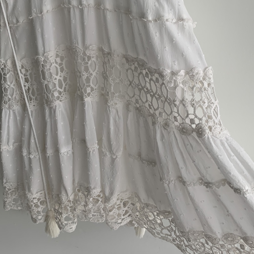 Free People Cruel Intentions white boho crochet lace mini dress, size 12 - Picture 4 of 16